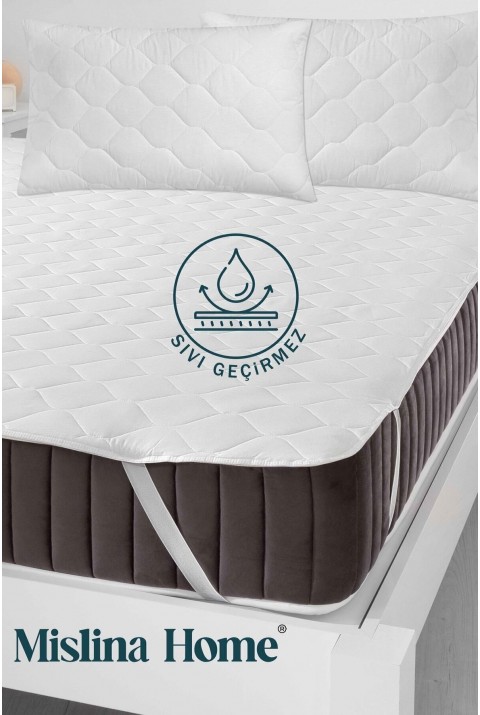 Kapitone Microfiber Köşe Lastikli Ped Sıvı Su Geçirmez Bebek Çocuk Yatak Koruyucu Alezi  60 x 120  Beyaz