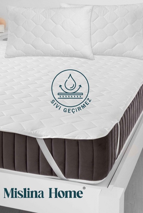 Kapitone Microfiber Köşe Lastikli Ped Sıvı Su Geçirmez Tek Kişilik Çift Kişilik Yatak Koruyucu Alez  140 x 200  Beyaz