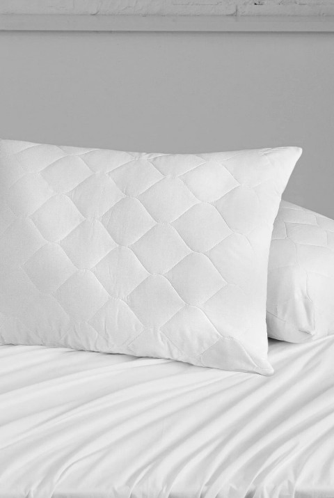 Kapitone Pamuklu Fermuarlı Sıvı Su Geçirmez Yastık Koruyucu Alezi  50 x 70  Beyaz