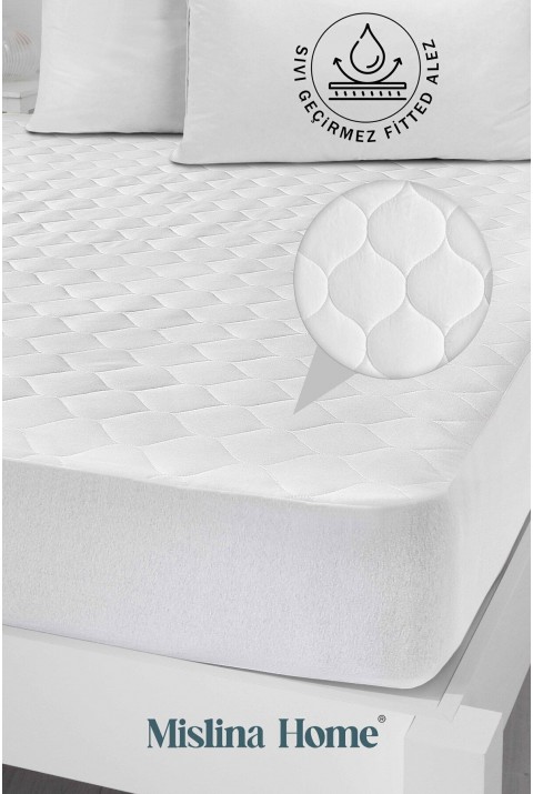 Kapitone Pamuklu Fitted Full Kenar Sıvı Su Geçirmez Bebek Çocuk Yatak Koruyucu Alezi  70 x 140  Beyaz