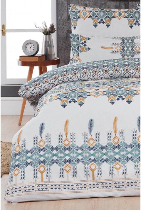 Mallorca Tek Kişilik Nevresim Takımı  160 x 220  Beyaz-Açık Yeşil