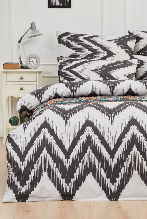 Malta Tek Kişilik Nevresim Takımı  160 x 220  Yeşil-Kiremit