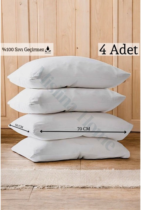 Micro Classic 4'lü Sıvı Su Geçirmez Fermuarlı Yastık Koruyucu Alezi 50x70 Cm  50 x 70  Beyaz
