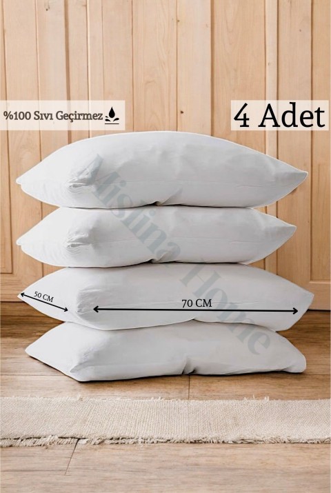 Micro Classic 4'lü Sıvı Su Geçirmez Fermuarlı Yastık Koruyucu Alezi 50x70 Cm  50 x 70  Beyaz