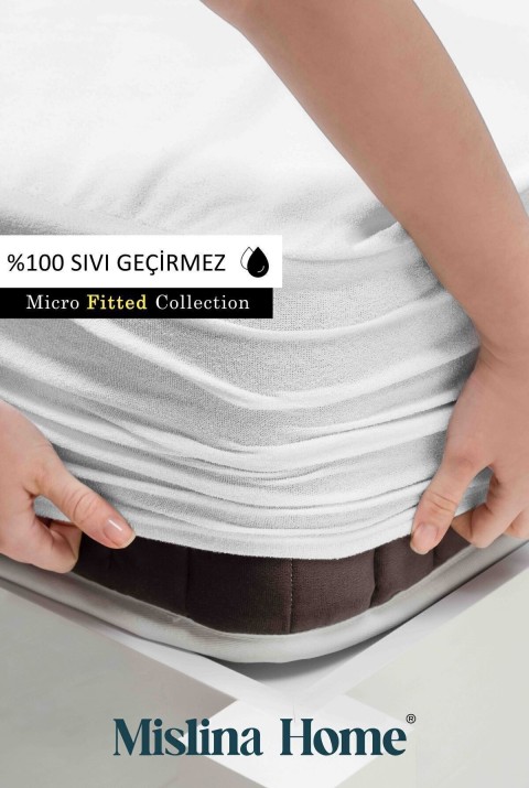 Micro Classic Sıvı Su Geçirmez Fitted Full Kenar Tek Çift Kişilik Bebek Çocuk Yatak Koruyucu Alezi  70 x 110  Beyaz
