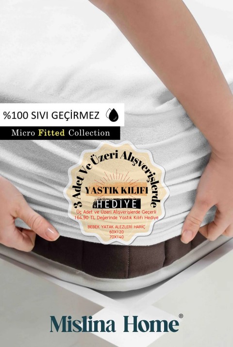 Micro Classic Sıvı Su Geçirmez Fitted Full Kenar Tek Çift Kişilik Bebek Çocuk Yatak Koruyucu Alezi  70 x 110  Beyaz