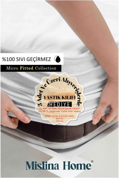 Micro Classic Sıvı Su Geçirmez Fitted Full Kenar Tek Çift Kişilik Bebek Çocuk Yatak Koruyucu Alezi  70 x 140  Beyaz