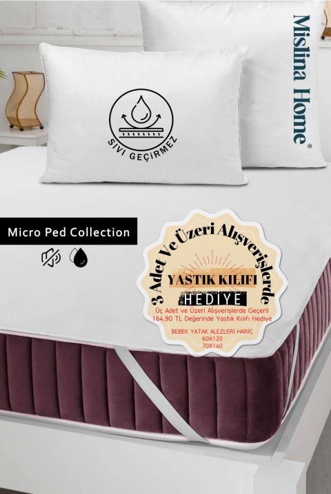 Micro Classic Sıvı Su Geçirmez Köşe Lastikli Ped Tek Çift Kişilik Bebek Çocuk Yatak Koruyucu Alezi  150 x 200  beyaz