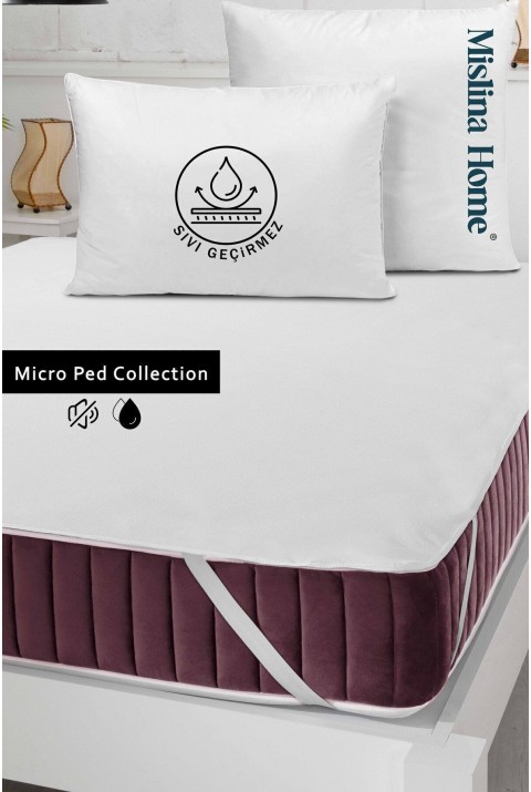Micro Classic Sıvı Su Geçirmez Köşe Lastikli Ped Tek Çift Kişilik Bebek Çocuk Yatak Koruyucu Alezi  70 x 140  beyaz