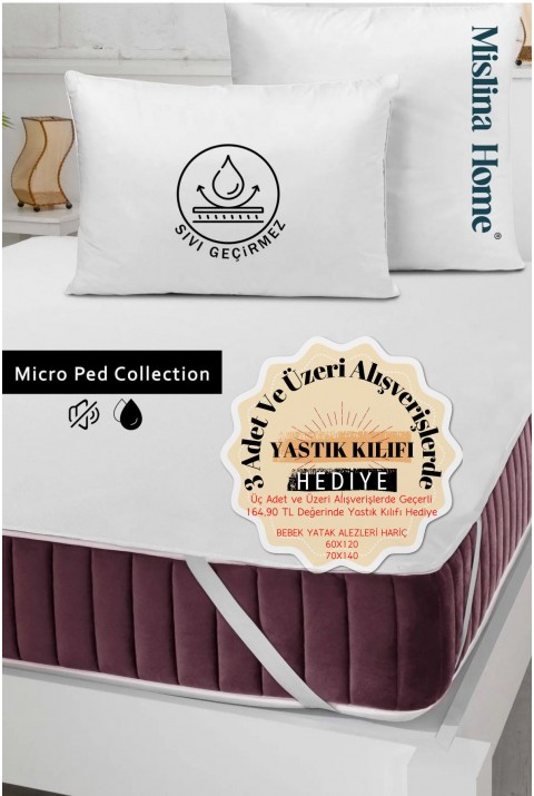 Micro Classic Sıvı Su Geçirmez Köşe Lastikli Ped Tek Çift Kişilik Bebek Çocuk Yatak Koruyucu Alezi  70 x 140  beyaz