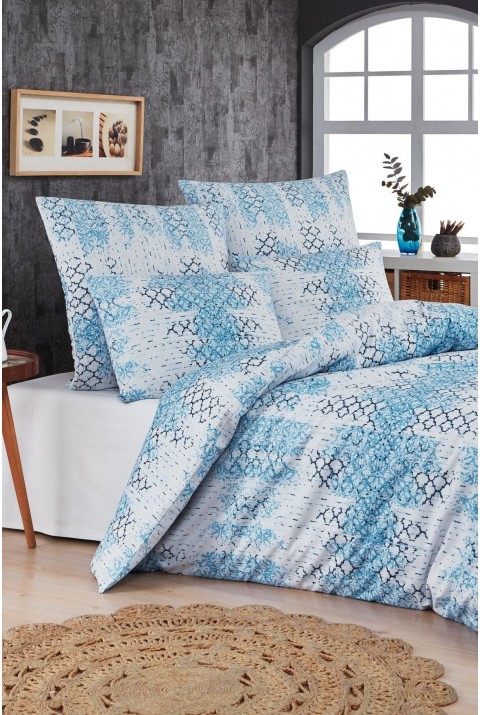 Mykonos Çift Kişilik Nevresim Takımı  200 x 220  Mavi