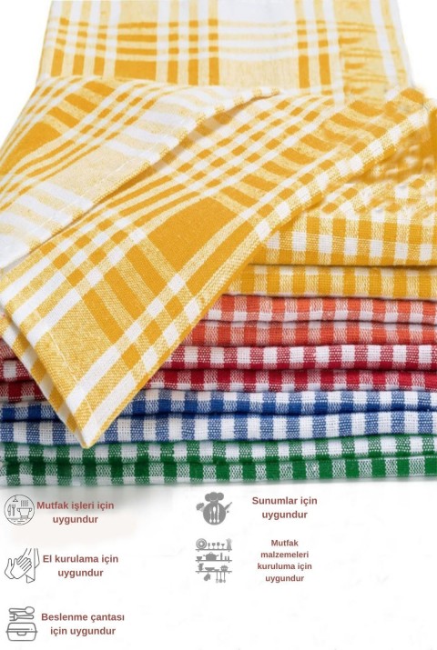 Pötikareli 5'li Kırmızı Alman Servis Peçetesi Mutfak Havlusu Beslenme Örtüsü Kurulama Bezi 47x67cm  47 x 67  Kırmızı