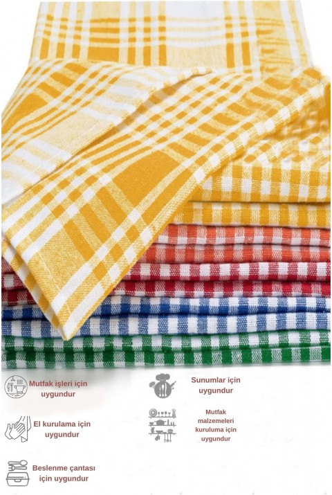 Pötikareli 5'li Mavi Alman Servis Peçetesi Mutfak Havlusu Beslenme Örtüsü Kurulama Bezi 47x67cm  47 x 67  Mavi