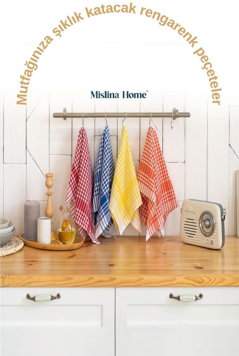 Pötikareli 5'li Yeşil Alman Servis Peçetesi Mutfak Havlusu Beslenme Örtüsü Kurulama Bezi 47x67cm  47 x 67  Yeşil