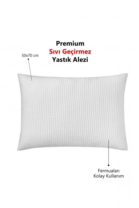 Premium Sıvı Su Geçirmez Fermuarlı Yastık Koruyucu Alezi 50x70 Cm  50 x 70  Beyaz