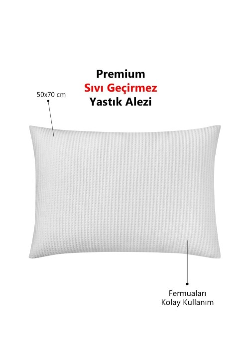 Premium Sıvı Su Geçirmez Fermuarlı Yastık Koruyucu Alezi 50x70 Cm  50 x 70  Beyaz