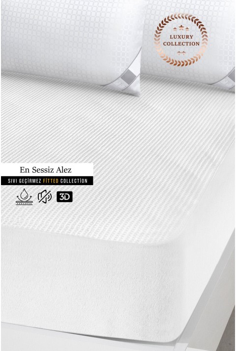 Premium Sıvı Su Geçirmez Fitted Full Kenar Tek Kişilik Çift Kişilik Sessiz Yatak Koruyucu Alez  70 x 140  Beyaz