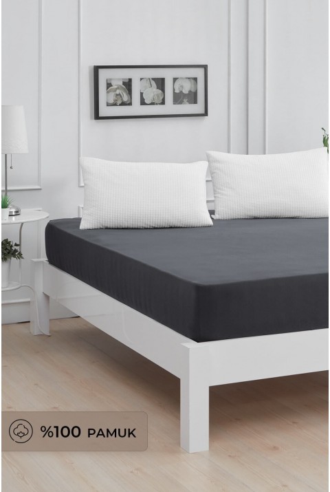Roza Bebek Çocuk Lastikli Penye Çarşaf Antrasit 120 x 200 120 x 200  Antrasit