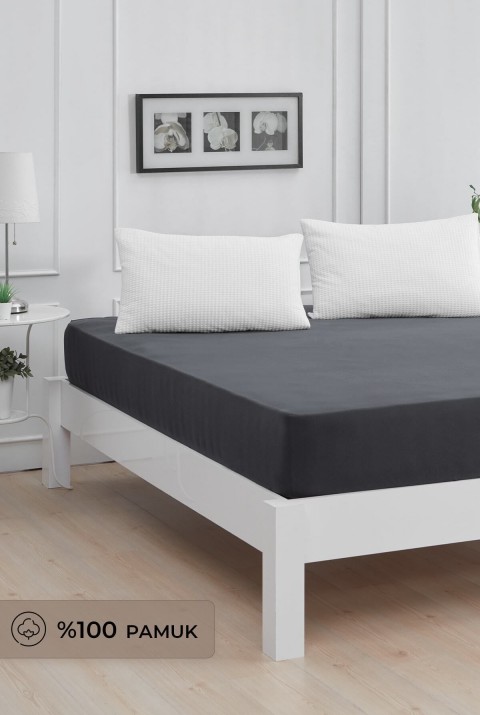 Roza Bebek Çocuk Lastikli Penye Çarşaf Antrasit 120 x 200 120 x 200  Antrasit