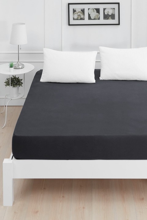 Roza Tek Kişilik Lastikli Penye Çarşaf Antrasit 90 x 200  Antrasit