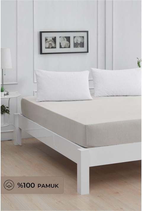 Roza Çift Kişilik Lastikli Penye Çarşaf Açık Gri Çift Kişilik 140 x 200  Açık Gri