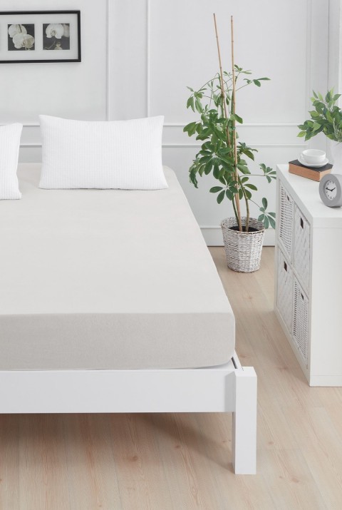 Roza Çift Kişilik Lastikli Penye Çarşaf Açık Gri Çift Kişilik 180 x 200  Açık Gri