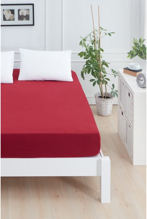 Roza Çift Kişilik Lastikli Penye Çarşaf Bordo Çift Kişilik 140 x 200  Bordo 1