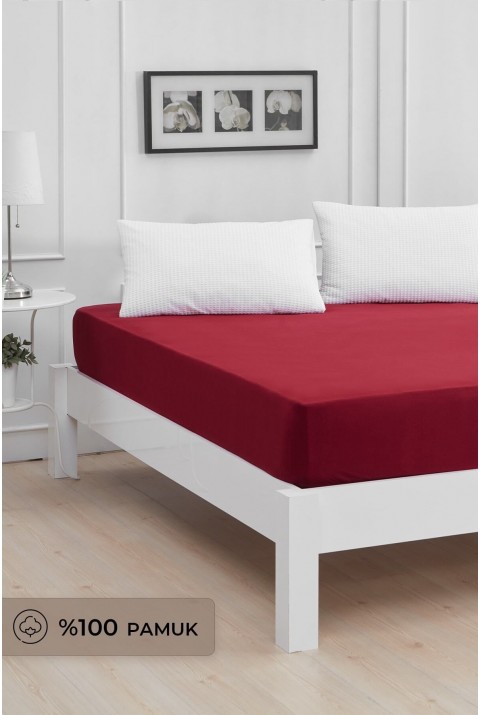 Roza Çift Kişilik Lastikli Penye Çarşaf Bordo Çift Kişilik 140 x 200  Bordo 1