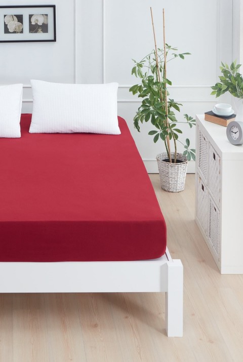 Roza Çift Kişilik Lastikli Penye Çarşaf Bordo Çift Kişilik 160 x 200  Bordo 1