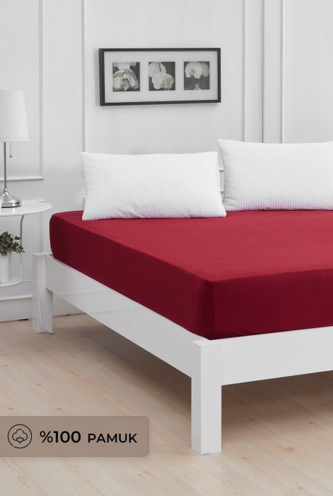 Roza Çift Kişilik Lastikli Penye Çarşaf Bordo Çift Kişilik 200 x 200  Bordo 1