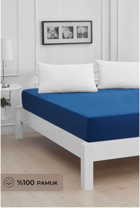 Roza Çift Kişilik Lastikli Penye Çarşaf Lacivert Çift Kişilik 180 x 200  Lacivert
