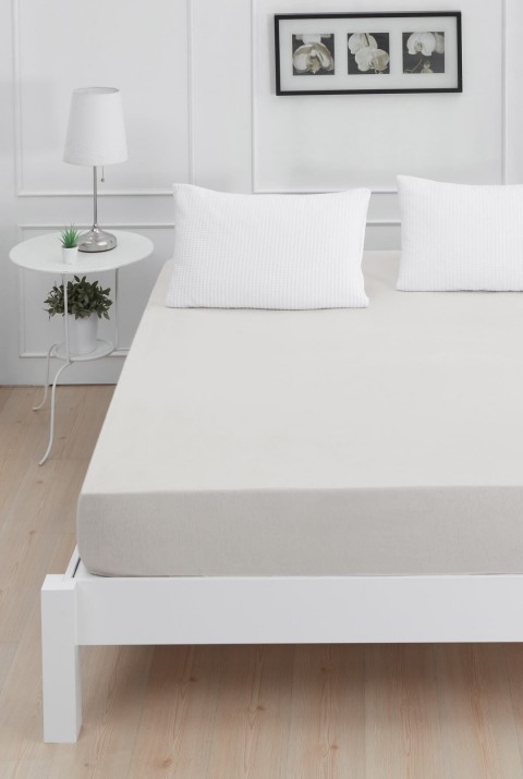 Roza Tek Kişilik Lastikli Penye Çarşaf Açık Gri 120 x 200 60 x 120  Açık Gri