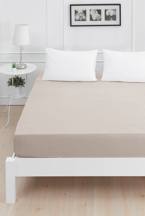 Roza Tek Kişilik Lastikli Penye Çarşaf Antrasit 90 x 200  Bej