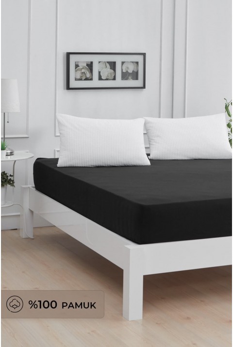 Roza Tek Kişilik Lastikli Penye Çarşaf Siyah 120 x 200 120 x 200  Siyah