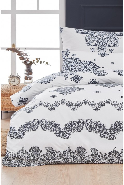 Santorini Tek Kişilik Nevresim Seti Çarşafsız  160 x 220  Lacivert-Beyaz