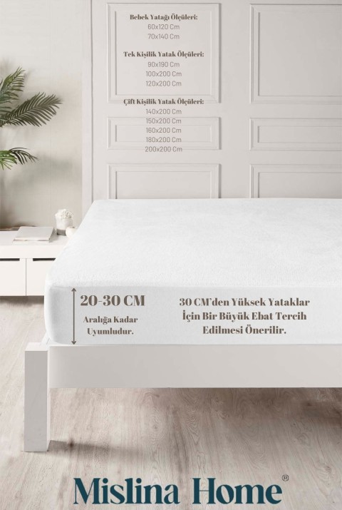Wellsoft Sıvı Su Geçirmez Fitted Full Kenar Tek Çift Kişilik Yatak Koruyucu Sessiz Alez  160 x 200  Beyaz