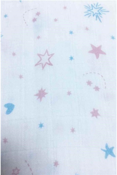 Yıldız Desenli Müslin Bebek Bezi 70x70  70 x 70  Yıldız Desenli