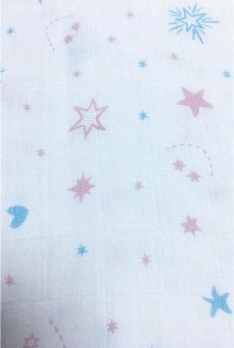 Yıldız Desenli Müslin Bebek Bezi 70x70  70 x 70  Yıldız Desenli